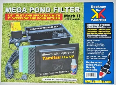 Yamitsu Kockney Koi Mega Black Box Mark 11 (2022).Koi Pond Filter  + 11 Watt UV • £144.99