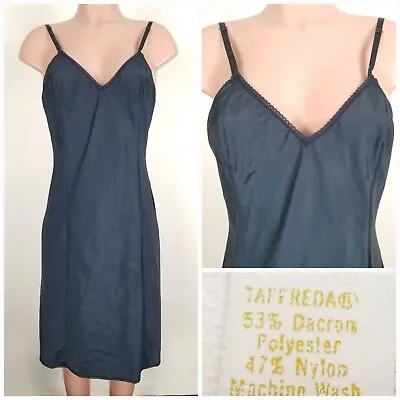Vintage Barbizon Blue Dacron Polyester Nylon Sissy 34 Full Slip Nightgown • $18.99