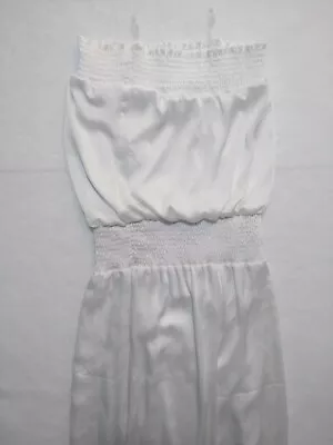 W Va Va Voom Beautiful White Flowing Chiffon Material Look Movie Star Jumpsuit L • $27.77