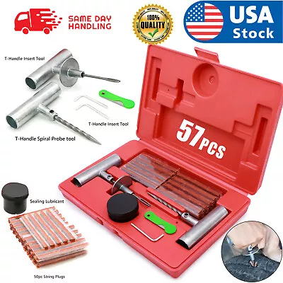 57PCS Tire Repair Kit DIY Flat Tire Repair Car Truck Motorcycle Home Plug Patch • $17.79