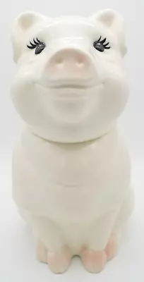 METLOX Sitting Smiling Pig Ceramic Cookie Jar With Lid Crazing USA Vintage • $27