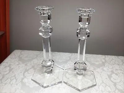 $124.99 • Buy Pair Of Vintage Val St. Lambert Gardenia Candlesticks With Acid-Etched Logo