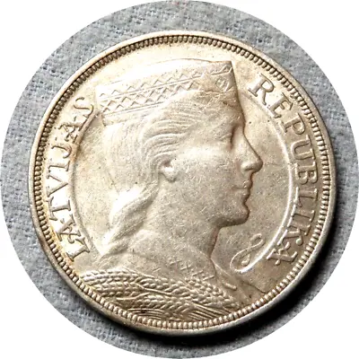 Elf Latvia 1st Republic 5 Lati 1932 Silver • $50