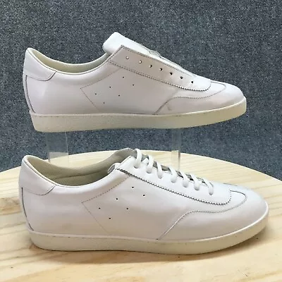 Zara Shoes Mens 44 Casual Sneakers White Leather Lace Up Almond Toe Low Top • $34.99