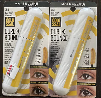 MAYBELLINE THE COLOSSAL CURL BOUNCE MASCARA 355 Very Black 2pk • $12.99