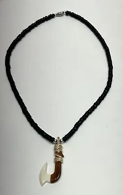 Hawaiian Fish Hook Necklace - Hand Carved Maui Hook Polynesian - EUC • $15