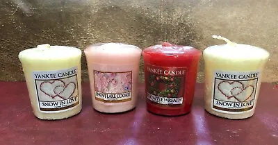 Yankee Candle Votive 4 Christmas Red Apple Wreath Snow In Love Snowflake Cookie • £8