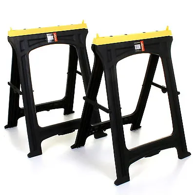 £34.99 • Buy Folding Plastic Sawhorse Twin Pack Trestle Saw Horse Stands Fold Away Cutting