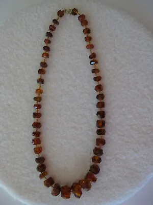 Vintage Baltic Amber Facet Cut Bead 24in Necklace • $69