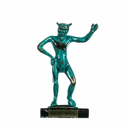 Satyr Pan Figurine Solid Bronze Statue Penis Miniature With Base 4.5 Inches • £31.96
