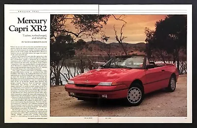 1990 Mercury Capri XR2 Convertible Road Test Tech Data Photos Review Article • $7.99