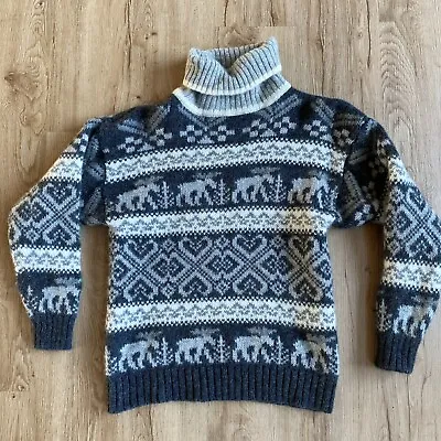 Vintage Sweater Turtleneck Eddie Bauer Wool Knit Pullover Moose Grey L Women’s • $29
