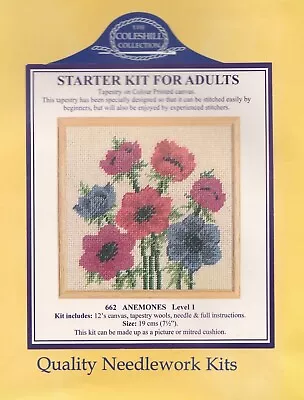 Coleshill Collection Starter Tapestry Needlepoint Kit Anemones Flower Floral • £10.95