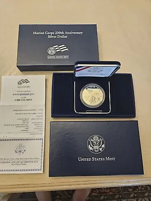 2005-P Marine Corps 230th Anniversary Proof Silver Dollar W US Mint OGP Box COA • $59.98