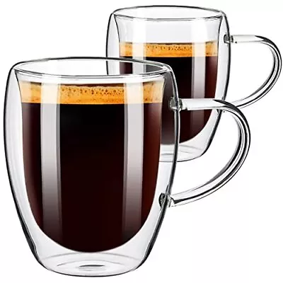 Coffee Mugs Set Of 2 Double Wall Coffee Mug 12 OZ Glass Coffee Mugs With Handle • $18.86