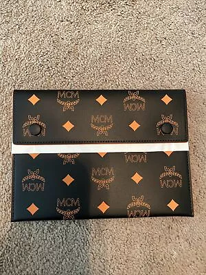 New MCM Black/Orange Leather Pouch Clutch Bag Wallet NEW Rare Original Authentic • $170.05