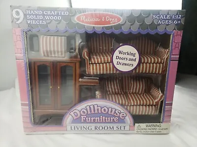Melissa & Doug Dollhouse Furniture Living Room Set 9 Hand-crafted  # 2581 Rare • $89.99