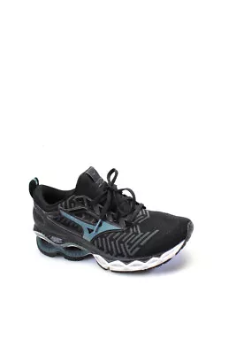 Mizuno Womens Lace Up Low Top Wave Creation Waveknit Sneakers Black Size 8 • $42.69