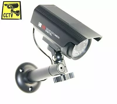 Solar Outdoor Dummy Fake LED Flashing Security Camera CCTV Surveillance Cam • £11.92