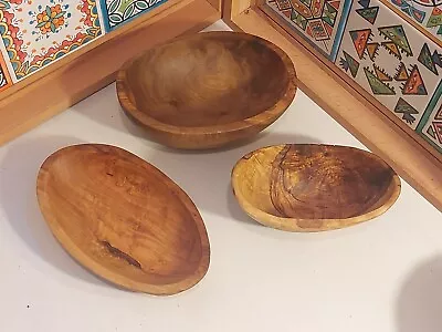 3x Olive Wood Serving Bowl Snacks Dipping Nuts Olives Bowl 3 Units • £19.99