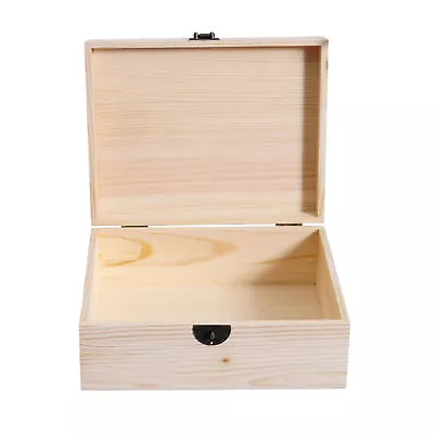Wooden Storage Box With Hinged Lid And Locking Key Wooden Jewelry Box Lock Box • $17.09