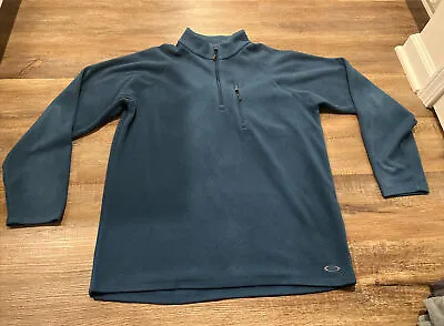 Men’s Oakley Fleece Blue Pullover Mock Neck Casual 1/4 Zip Size Large • $15.99