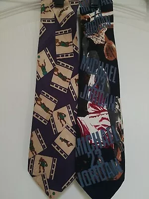 Lot Of 2 Vintage Michael Jordan Silk Ties EUC Shooting Hoops Michael 23 Jordan • $19.95