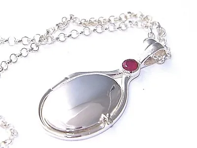 New Hand Made 925 Sterling Silver 4mm Natural Ruby Locket H2O Mermaids Necklace • $69.77