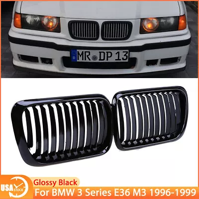 For BMW E36 3 Series M3 1997-1999 Front Hood Kidney Grill Grille Gloss Black • $31