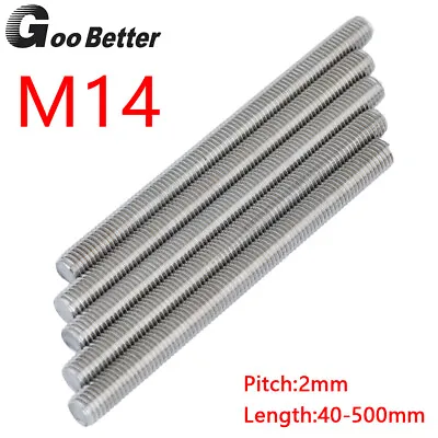 M14 14mm Threaded Bar Rod Studding Stud A2 Stainless Steel Screws Various Length • £2.83