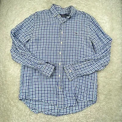 Vineyard Vines Shirt Mens Medium Blue Plaid Classic Fit Tucker Button Down • $20.28