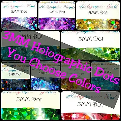 3MM DOT Shape Glitter~Lazer Holo~U Choose Color~Art•Face•Festival•Craft•Nail Art • $2.50