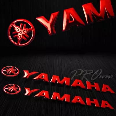 2x 8  X 1.25  3D Emblem Decal Logo+Letter Polished/Gloss Sticker For Yamaha Red • $11.78