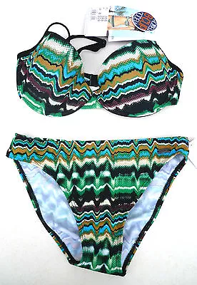 NATURANA Spanish Bikini - Size 8(30B) - Multi Coloured Abstract Aqua - BNWT • £14.99