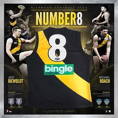 RICHMOND TIGERS NUMBER 8's RIEWOLDT ROACH HAND SIGNED FRAMED AFL JUMPER MARTIN   • $995