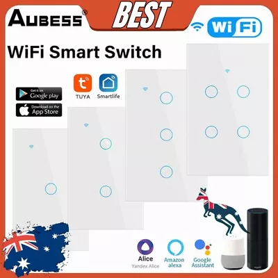 WiFi Smart Switch Smart Home Touch Light Wall Panel Alexa Google 1/2/3/4 Gang AU • $18.92