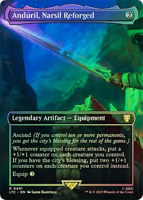 MTG FOIL Anduril Narsil Reforged Borderless  - The Lord Of The Rings Commander • $5.69
