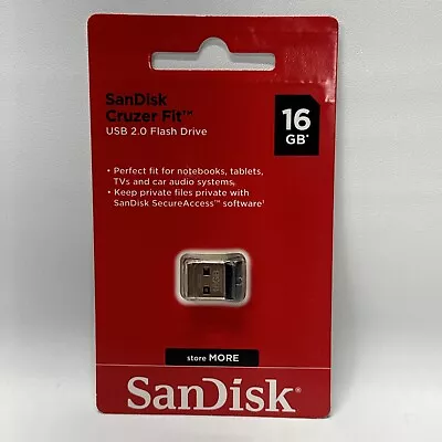 NEW SEALED SanDisk Cruzer Fit 16GB USB 2.0 Flash Drive Memory Stick Photo Music • $14.95