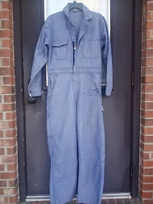 VINTAGE WRANGLER Big Ben Coveralls/Overalls GREY Denim Herringbone GOOD Cond 38R • $51.99