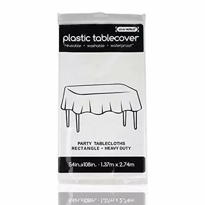 54  X 108  Tablecloth Rectangle Plastic Banquet Party TableCover Vinyl White (6) • $15.25