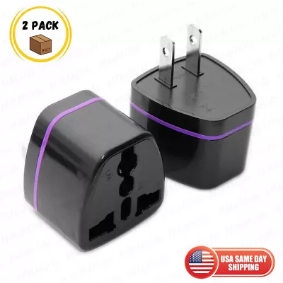 2pc Universal Travel AC Plug EU AU UK To US USA Canada DC Adapter Converter • $9.49