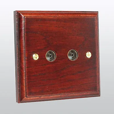 Varilight 2-Gang TV Plug Socket Co-Axial  Mahogany XK88M • £38.95