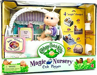 Mattel NIB 1998 Cabbage Patch Kids Magic Nursery Crib Playpen 5.5  Doll Playset • $49.29