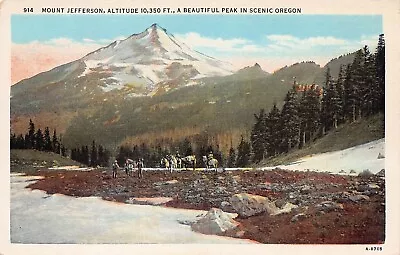 Mount Jefferson OR Oregon Cascade Range Volcano Horse Riding Vtg Postcard D47 • $12.95