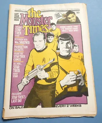 THE MONSTER TIMES Vol. 1 #2 1972 STAR TREK Special Issue Gray Morrow Artwork • $7.95