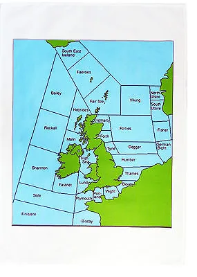 £8.24 • Buy British Isles Shipping Areas Map Cotton Tea Towel