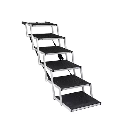 Pawz 6 Steps Dog Ramp Adjustable Height Stair Car Dog Folding Portable Aluminium • $129.99