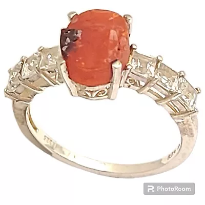 Vintage STC Mexican Fire Opal Cz  Sterling Silver Ringsz10  • £36.98