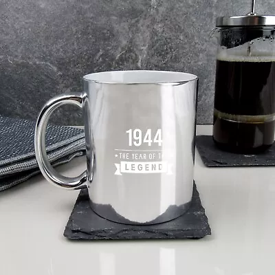 Shiny Silver Coffee Mug 80th Birthday Gift 1944 Year Of The Legend Gifts Dad Men • £6.99