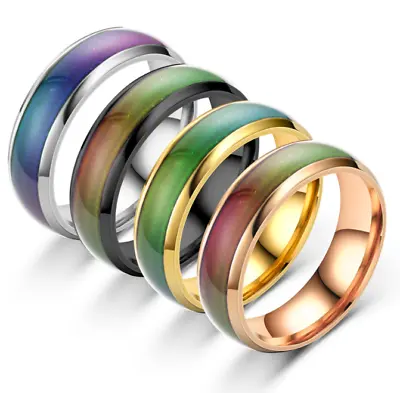 $3.18 • Buy Stainless Steel Color Changing Mood Ring Temperature Rings For Women And Men